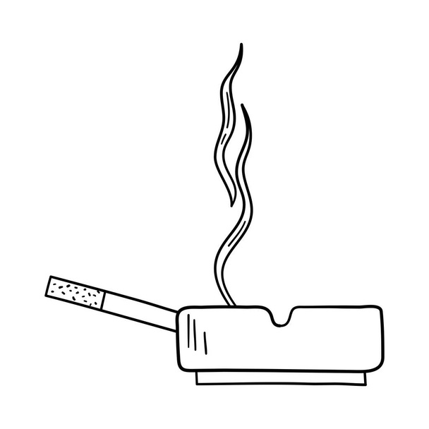 Cigaretta hamutartóban ikon. Kézzel rajzolt vázlat tervezés. Vektorillusztráció. - Vektor, kép