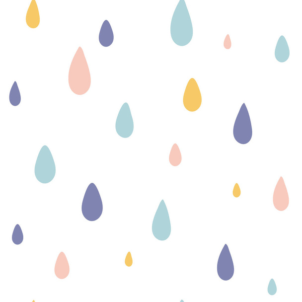 Seamless simple pattern with raindrops. Cute kids celestial texture for fabric, wrapping, textile, wallpaper, apparel. - Вектор,изображение