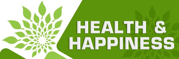 健康と幸福のテキストは緑の背景に書かれている. - 写真・画像