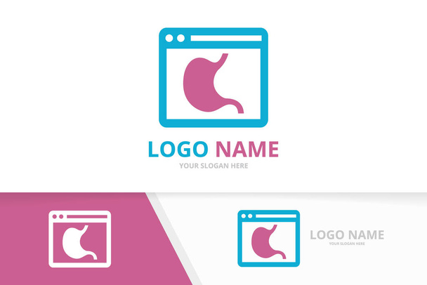 Vector maag en browser logo combinatie. Uniek gastro-intestinaal kanaal en webpagina logotype ontwerp template. - Vector, afbeelding