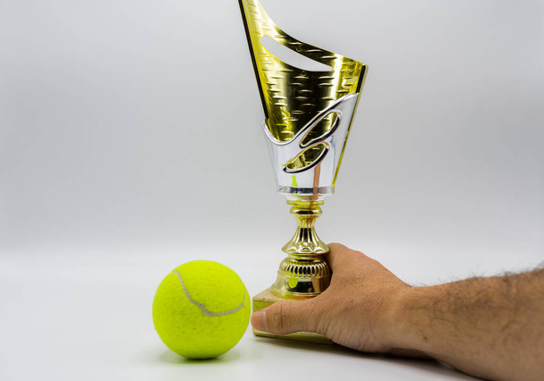A tennis trophy and tennis ball composition - Photo, Image