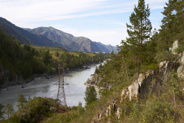  Beautiful views from the mountain to the Katun River in the Altai Mountains Russia - Foto, Imagem