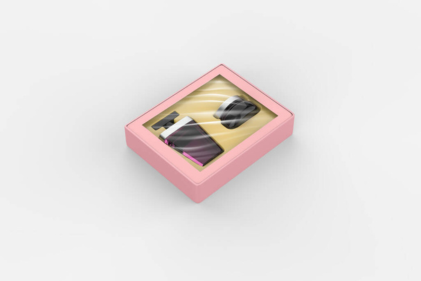Blank cosmetic gift set box for branding, 3d illustration. - Photo, Image