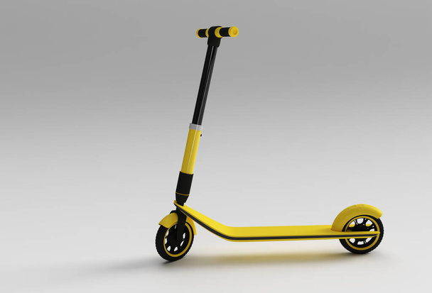 子供のためのシングルプッシュスクーターの3Dレンダーコンセプト｜3Dアートデザインイラスト. - 写真・画像
