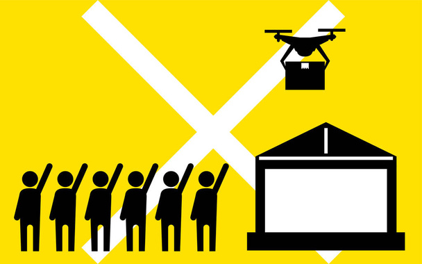 Egy egyszerű ikon, amely a drónszabályozást és a repüléstilalmi zónákat jelzi az eseményeken. - Vektor, kép