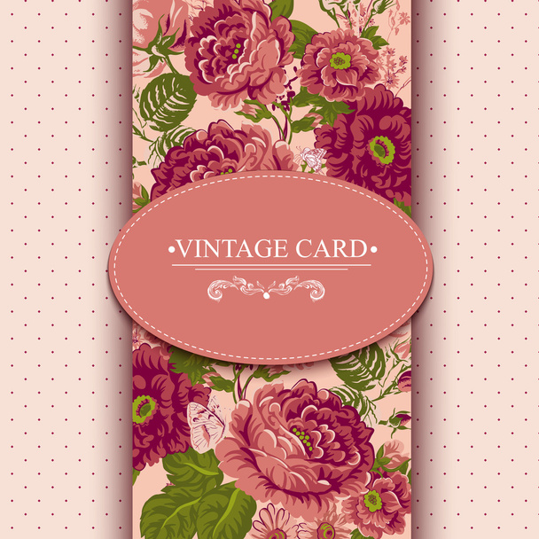 Elegance Vintage Floral Card with Roses - Vector, Image