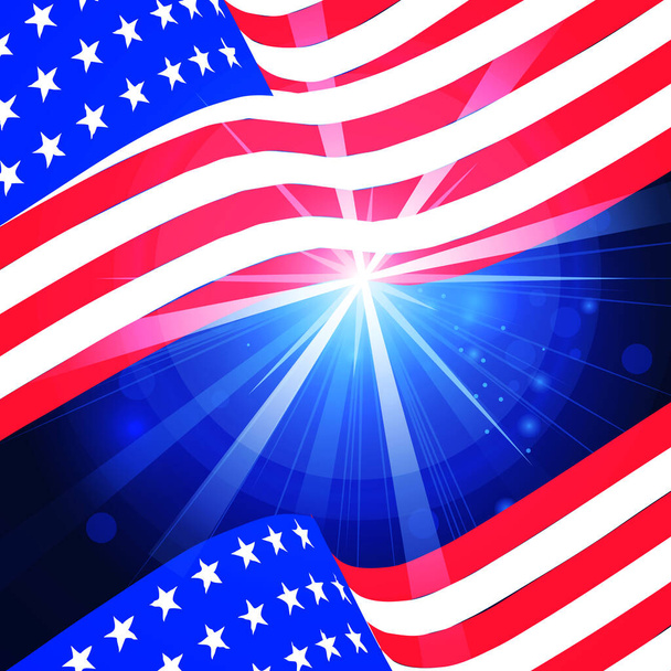 Ілюстрація хвилястого американського прапора Дня незалежності - Вектор, зображення
