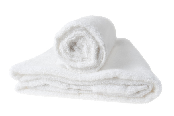 Asciugamano bianco morbido sopra bianco
 - Foto, immagini