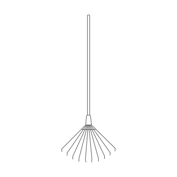 Инструменты садоводства граблями очертания простой минималистичный дизайн вектор иллюстрации изолированы на белом фоне - Вектор,изображение