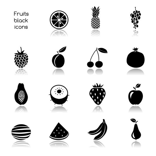 Fruits icons black - Vector, Image