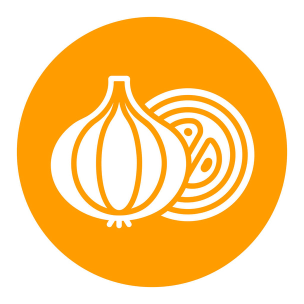 Zwiebelvektor weißes Glyphen-Symbol. Grill und Grill Zeichen. Gemüse. Grafiksymbol zum Kochen von Webseiten und Apps Design, Logo, App, UI - Vektor, Bild