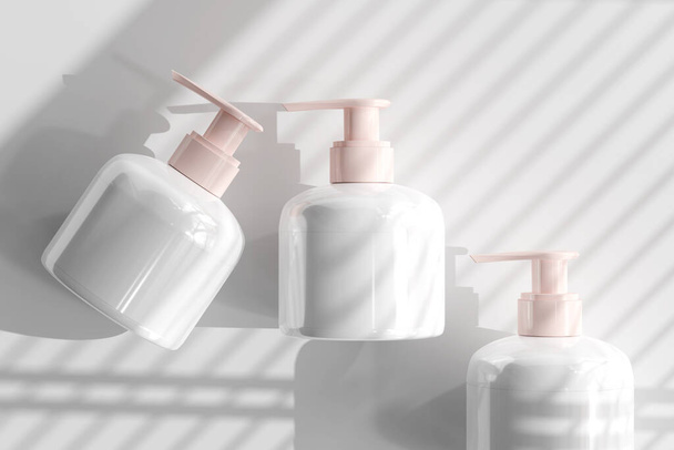 Izolált kozmetikai szivattyú palack Mockup 3D Renderelés - Fotó, kép