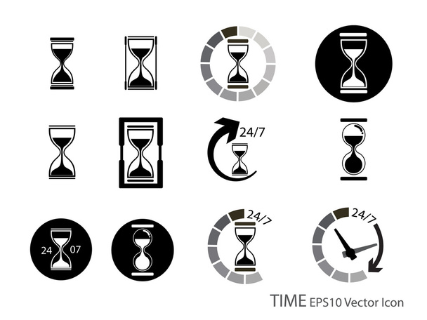 zestaw piasek szkła i zegar ikona ilustracja wektorowa - Wektor, obraz