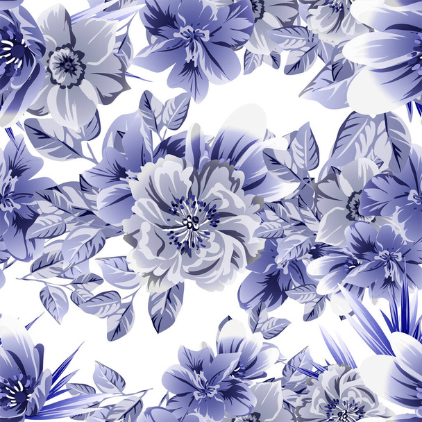 Abstract elegance seamless background with violet flowers - Вектор,изображение
