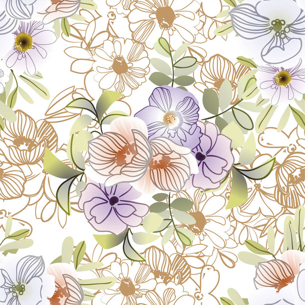 Abstract elegance seamless background with flowers - ベクター画像