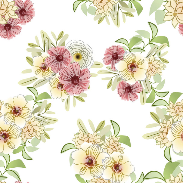 Abstract elegance seamless background with flowers - Vettoriali, immagini