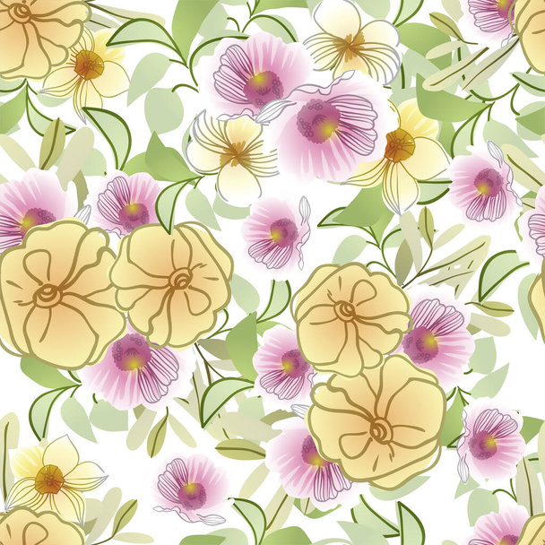 Abstract elegance seamless background with flowers - Vector, Image