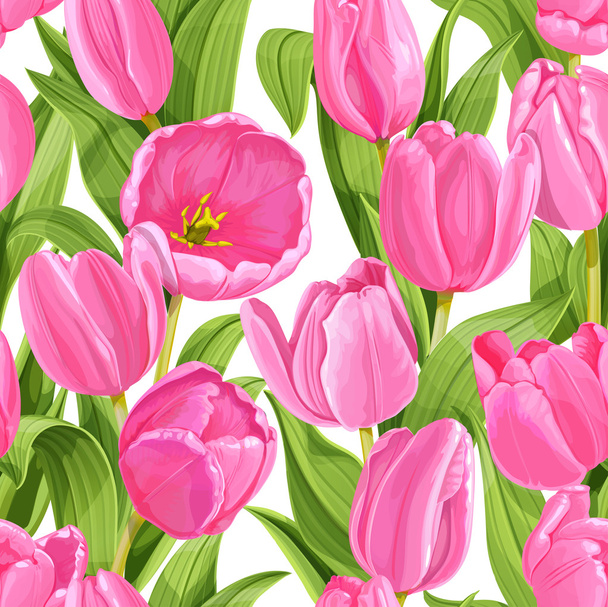 Seamless pattern of tulips - Vetor, Imagem