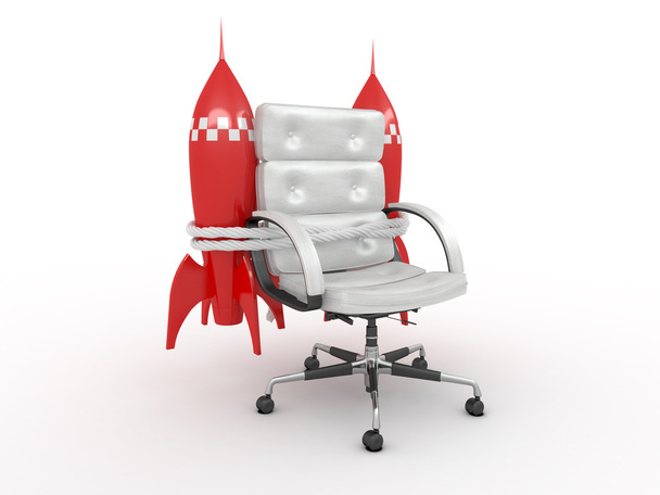 Career opportunities. Office armchair with rockets.3d - Valokuva, kuva