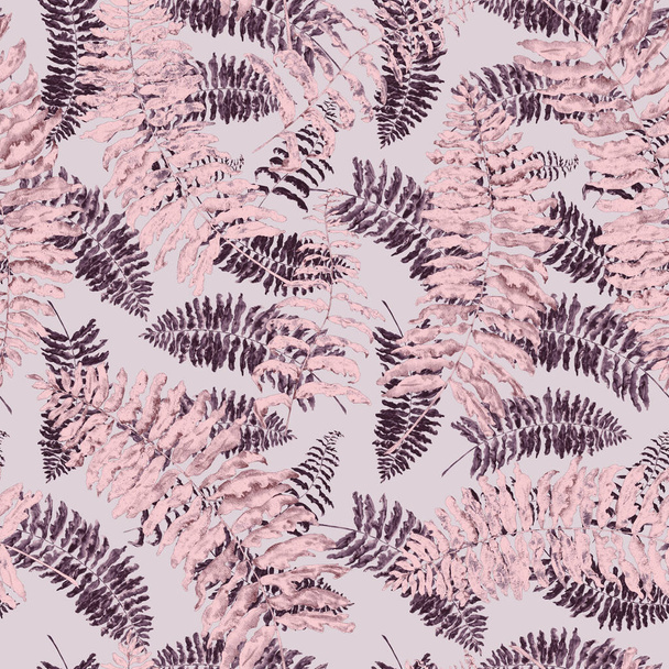 Hawaiian floral seamless patern with watercolor tropical leaves. Ferns. Exotic  spring or summer nature background. Colorful texture for any kind of a design. - Fotó, kép