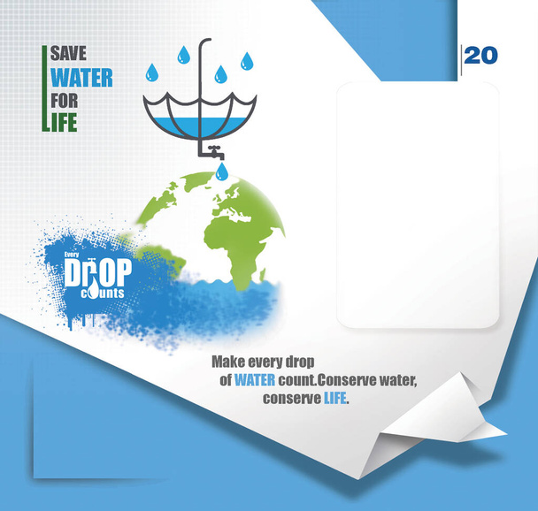 Save Water Table Calendar Layout Design, Save Water Design Idea. - Photo, Image