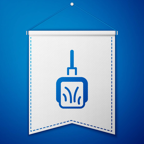 Blue Dustpan icon isolated on blue background. Cleaning scoop services. White pennant template. Vector. - Vector, Image