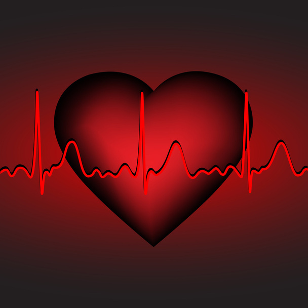 Illustration depicting the electrocardiogram on the background of the heart, vector illustration, eps10 - Vector, Image