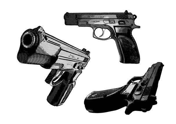 Three pistols - Vector, Image