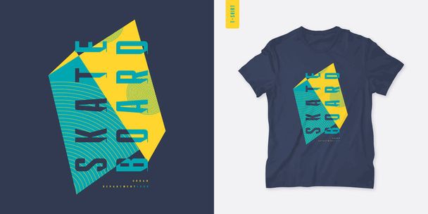 Skateboard. Streetwear graphic t-shirt design, letter print, vector illustration - Вектор, зображення