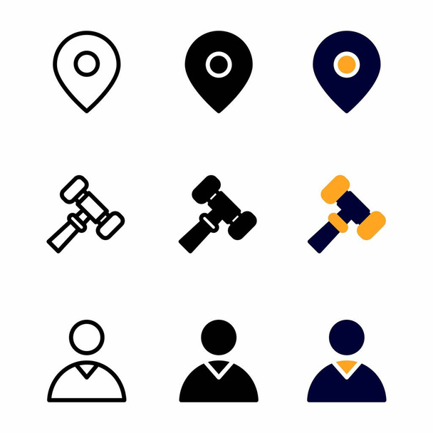 Ensemble d'icônes de localisation avec trois styles pour la présentation, l'affiche, la bannière et les médias sociaux - Vecteur, image