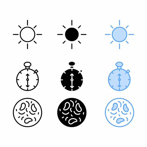 sole icona impostata con tre stile per la presentazione - Vettoriali, immagini