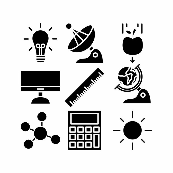 ícone de física definido com estilo de glifo para apresentação, cartaz, banner, e mídias sociais - Vetor, Imagem