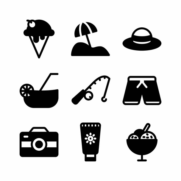 nyaralás ikon glyph Set Turizmus szimbóluma Web és App elszigetelt fehér háttér - Vektor, kép