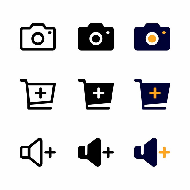 icona della fotocamera, icone vettoriali dell'interfaccia utente impostate per web e pixel mobili perfette - Vettoriali, immagini