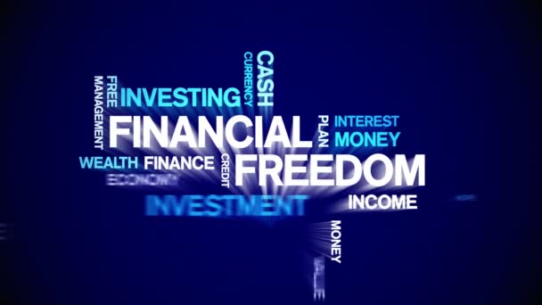 4k Financial Freedom Animated Tag Nube de palabras, Animación de texto bucle sin fisuras. - Imágenes, Vídeo