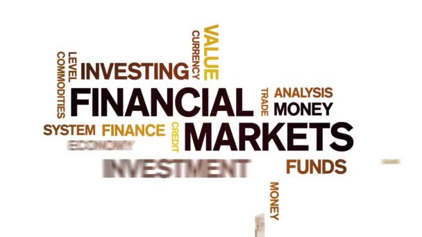 4k Financial Markets Animated Tag Word Cloud, Κείμενο Animation αδιάλειπτη βρόχο. - Πλάνα, βίντεο