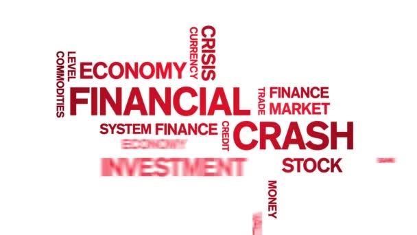 4k Financial Crash Animated Tag Word Cloud, Κείμενο Σχεδιασμός Κινουμένων σχεδίων αδιάλειπτη βρόχο. - Πλάνα, βίντεο