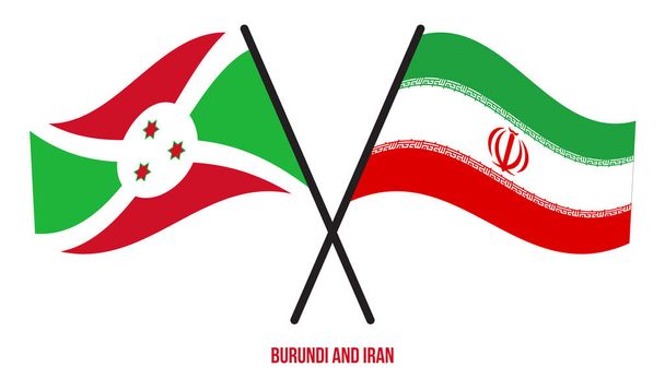 Burundi and Iran Flags Crossed And Waving Flat Style. Oficiální podíl. Opravit barvy. - Vektor, obrázek