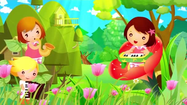 cartoon world with graphic made structures and design specially for kids 3d background - Footage, Video