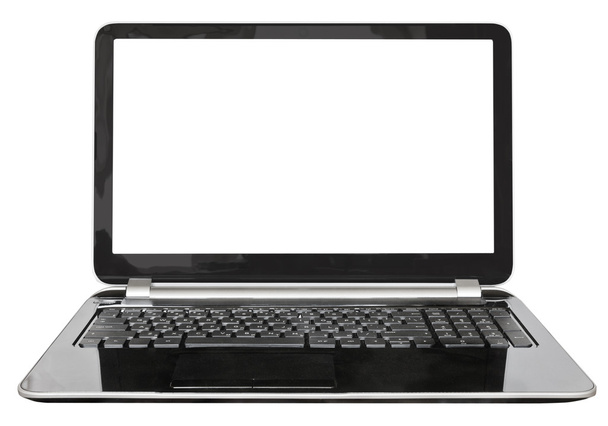 vista frontal do computador portátil com tela cortada
 - Foto, Imagem