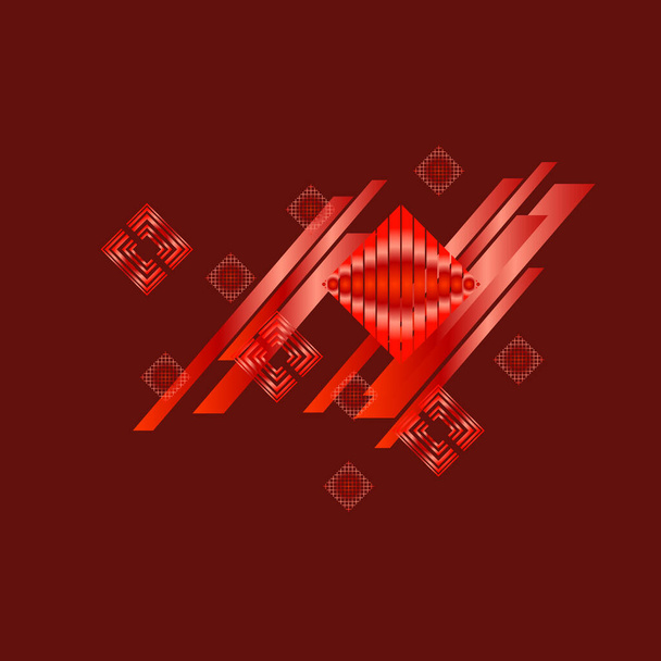 red rhombus on red background, vector illustration - Wektor, obraz