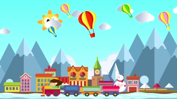 mundo de dibujos animados con estructuras gráficas y diseño especialmente para niños 3d fondo - Metraje, vídeo