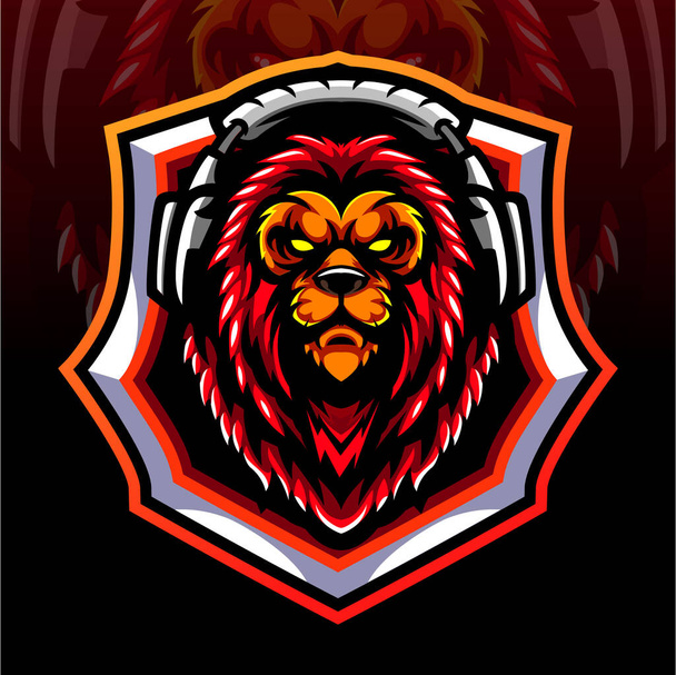 Leeuwenhoofd mascotte. esport logo ontwerp - Vector, afbeelding