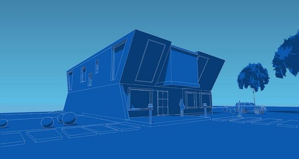 architektonický koncept dům 3d vykreslování - Fotografie, Obrázek
