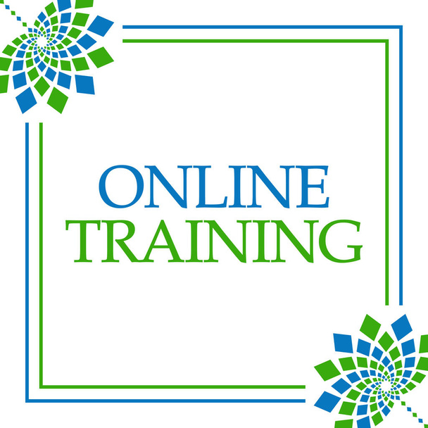 Online-Schulungstext auf blaugrünem Hintergrund geschrieben. - Foto, Bild