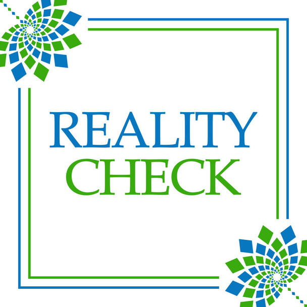 Reality-Check-Text auf blauem grünen Hintergrund geschrieben. - Foto, Bild