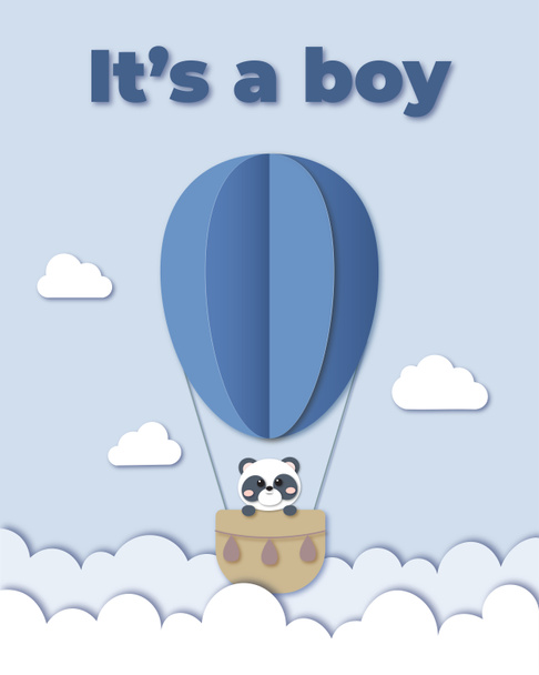 パンダクマ赤ちゃん男の子グリーティングカード - 写真・画像