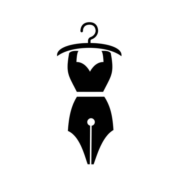 moda pluma logotipo concepto ropa con pluma vector icono ilustración diseño aislado fondo blanco - Vector, imagen