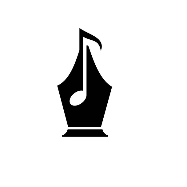 Auteur-compositeur Logo concept plume stylo avec note de musique icône vectorielle illustration plat conception isolé fond blanc - Vecteur, image