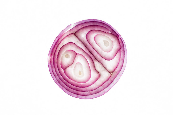 Close up slice of onion on isolated white background - Photo, Image